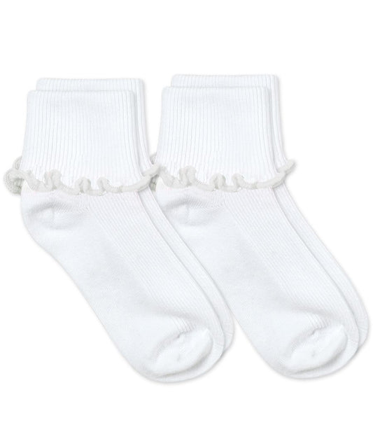 White Ripple Edge Socks 2pk