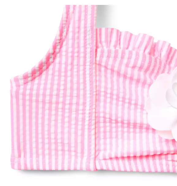 Neon Bubblegum Stripe Rosette Swimsuit