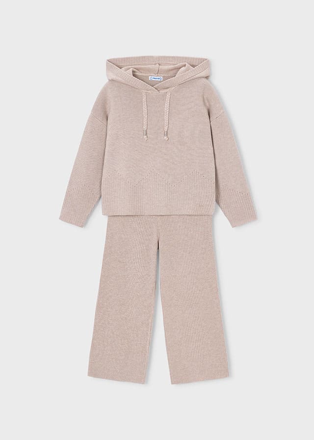 Taupe Knit Hoodie & Pant Set