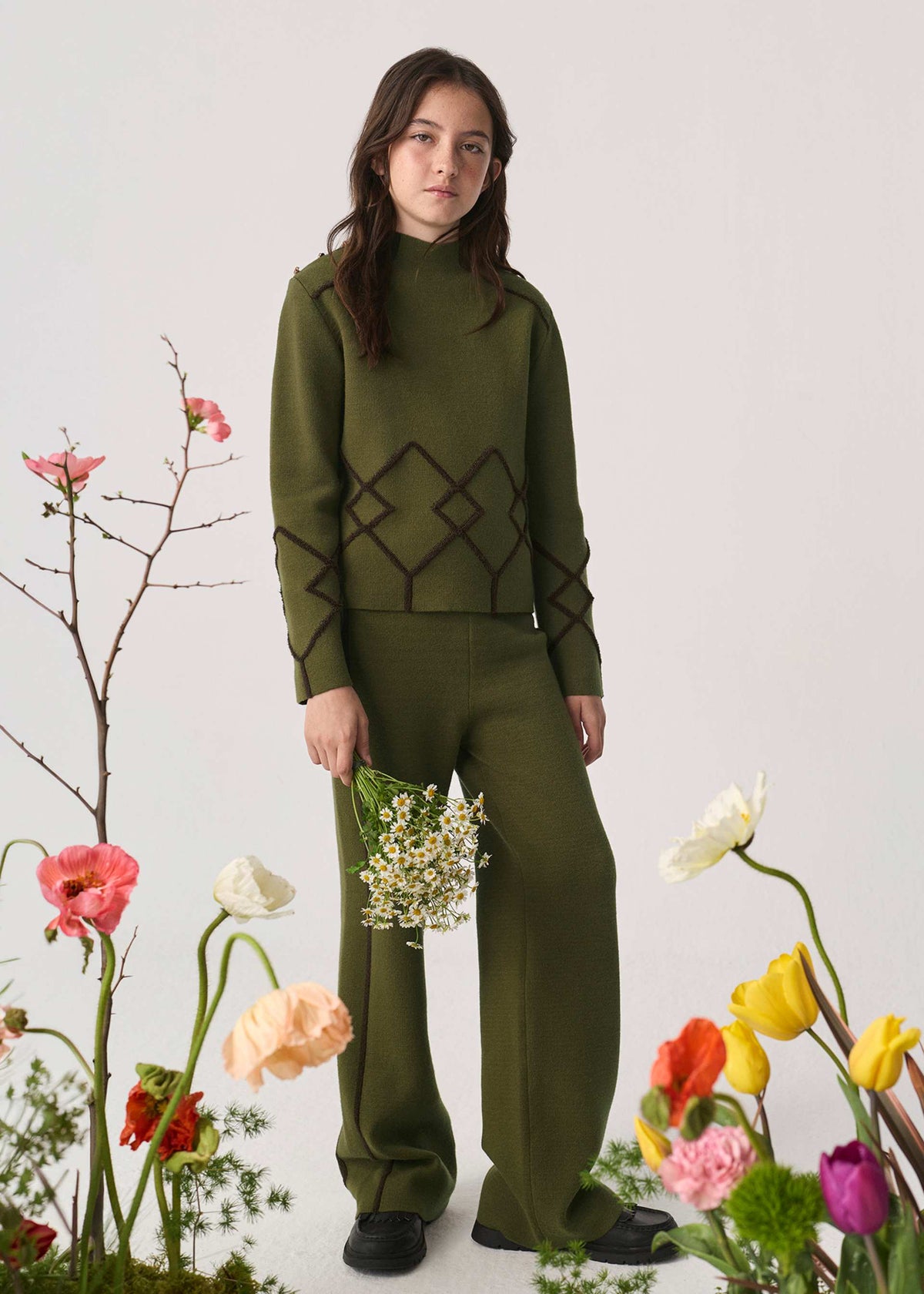 Olive Knit Pant Set