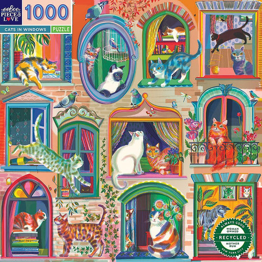Cats In Window 1000 Piece Puzzle