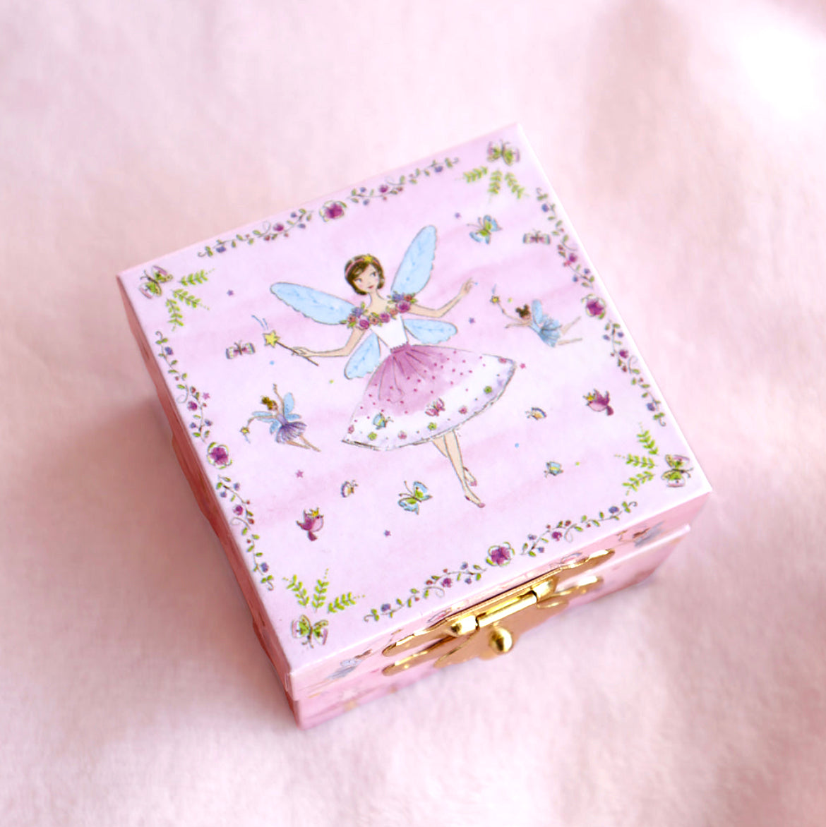 Pink Crystal Butterfly Earrings in Box