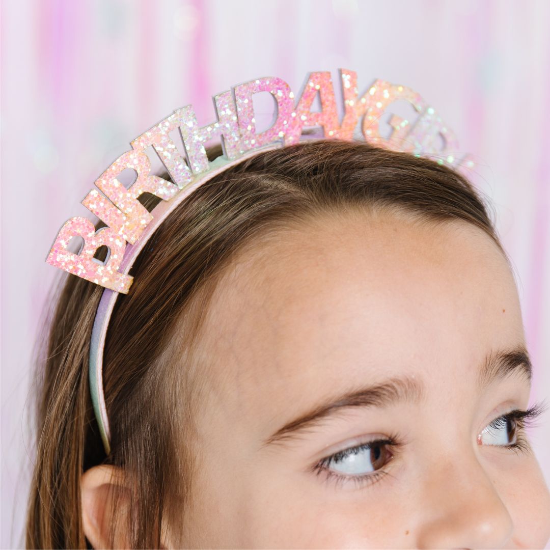 Pastel Rainbow Birthday Girl Headband