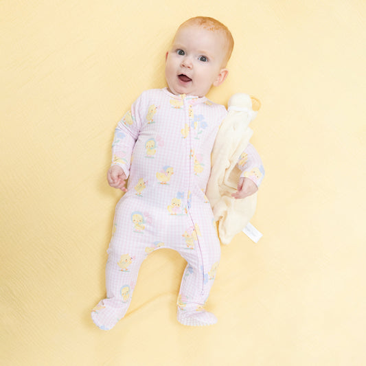 Vintage Spring Ducklings Zip Footie