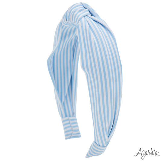 Light Blue Stripe Top Knot Headband
