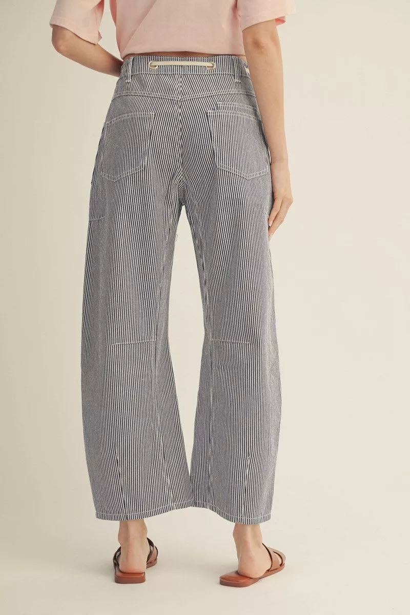 Striped Drawstring Pant - Denim