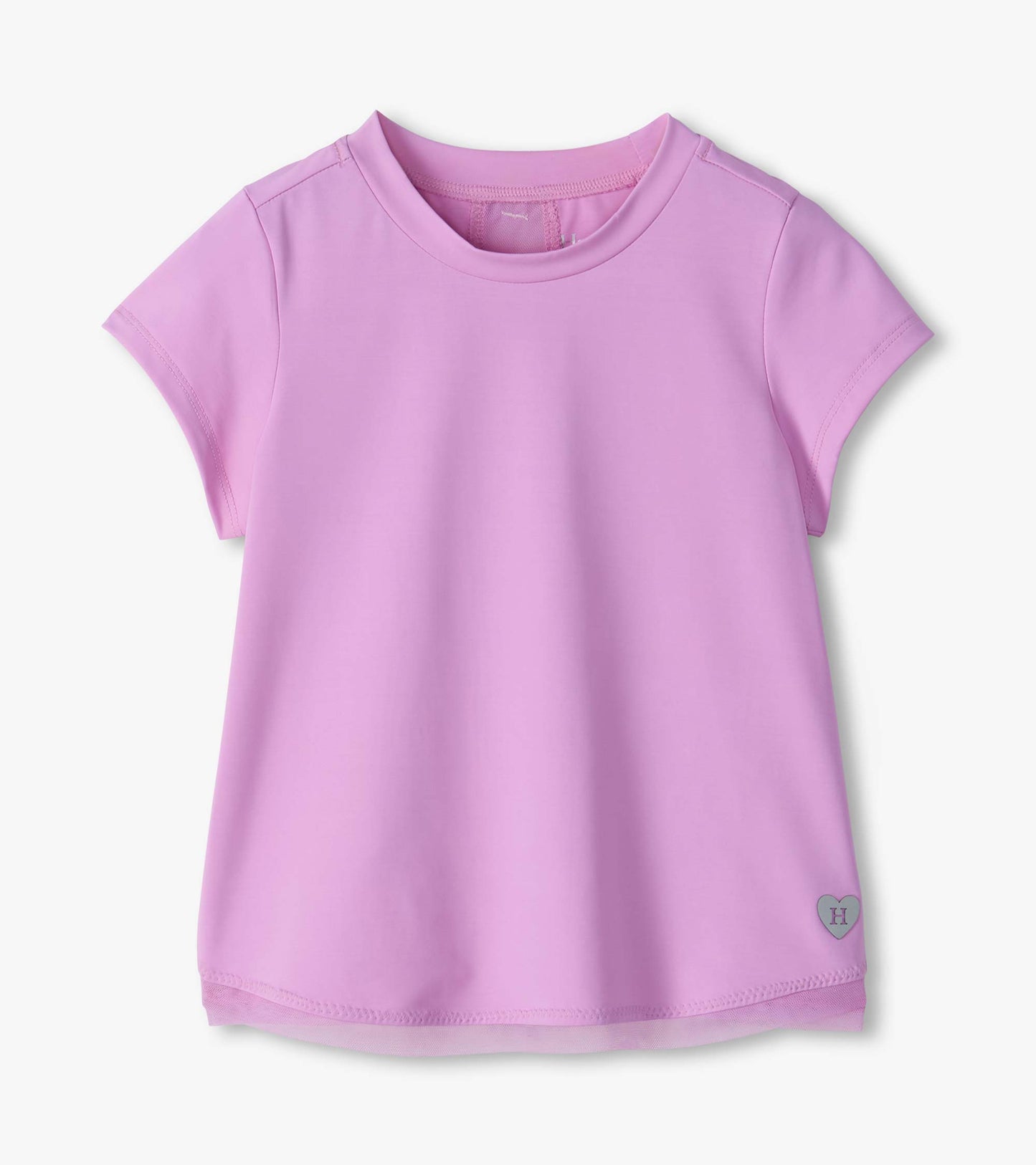 Sheer Lilac Mesh Trim T-Shirt