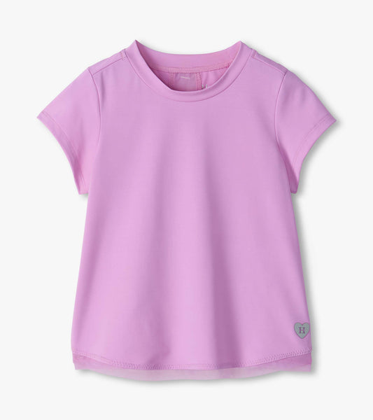 Sheer Lilac Mesh Trim T-Shirt