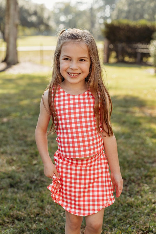 Red Gingham Athletic Skort Set