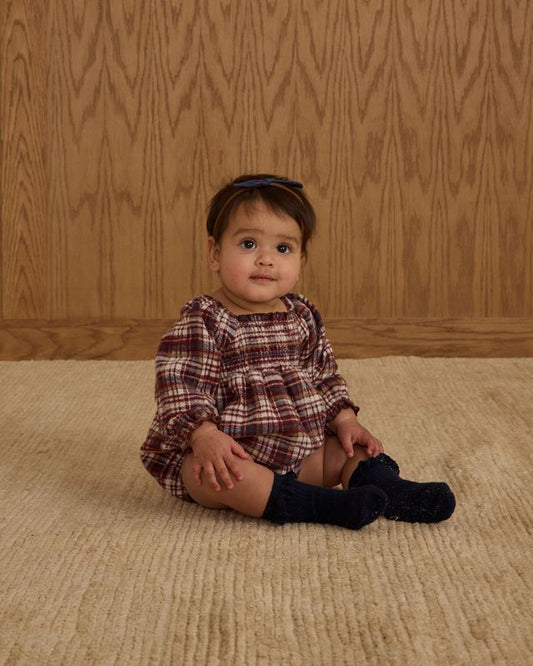 Burgundy Plaid Adelaide Romper