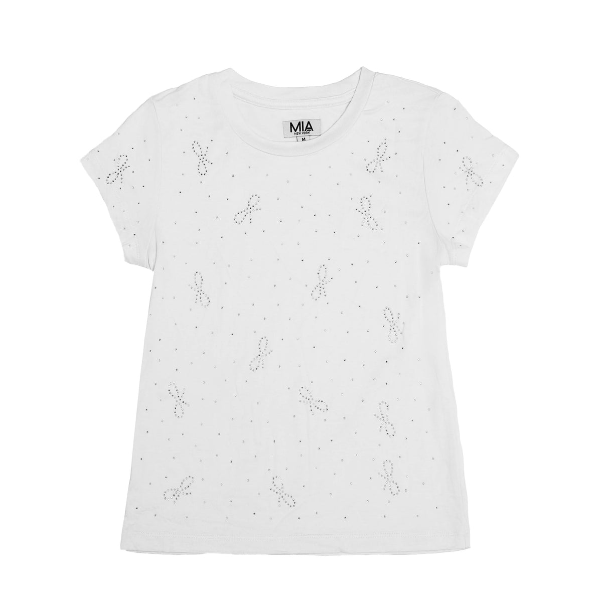 White Bow Studded Tee
