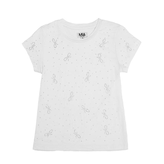 White Bow Studded Tee