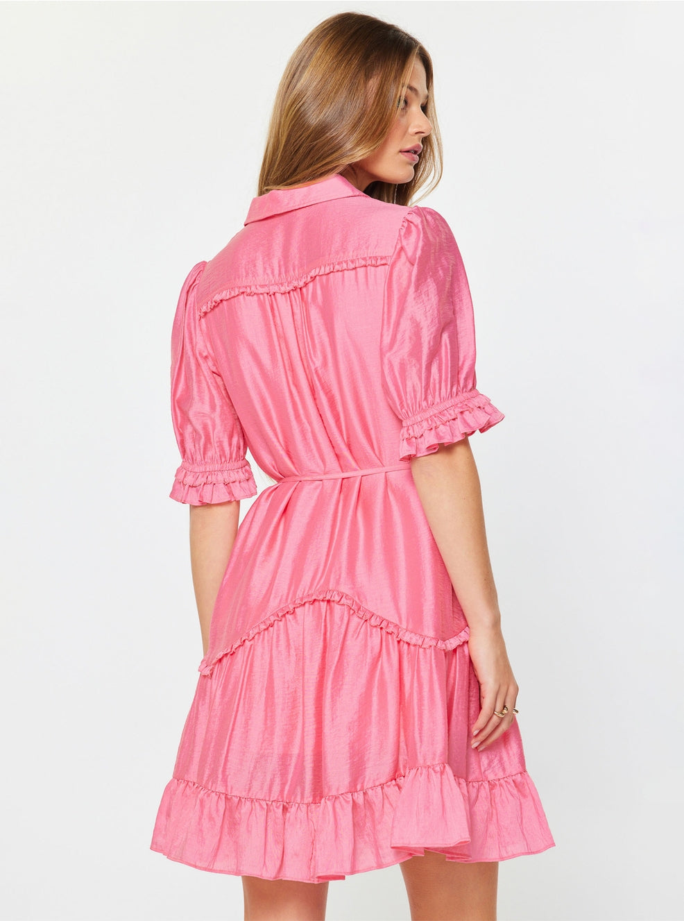 Pink Ruffled Mini Dress