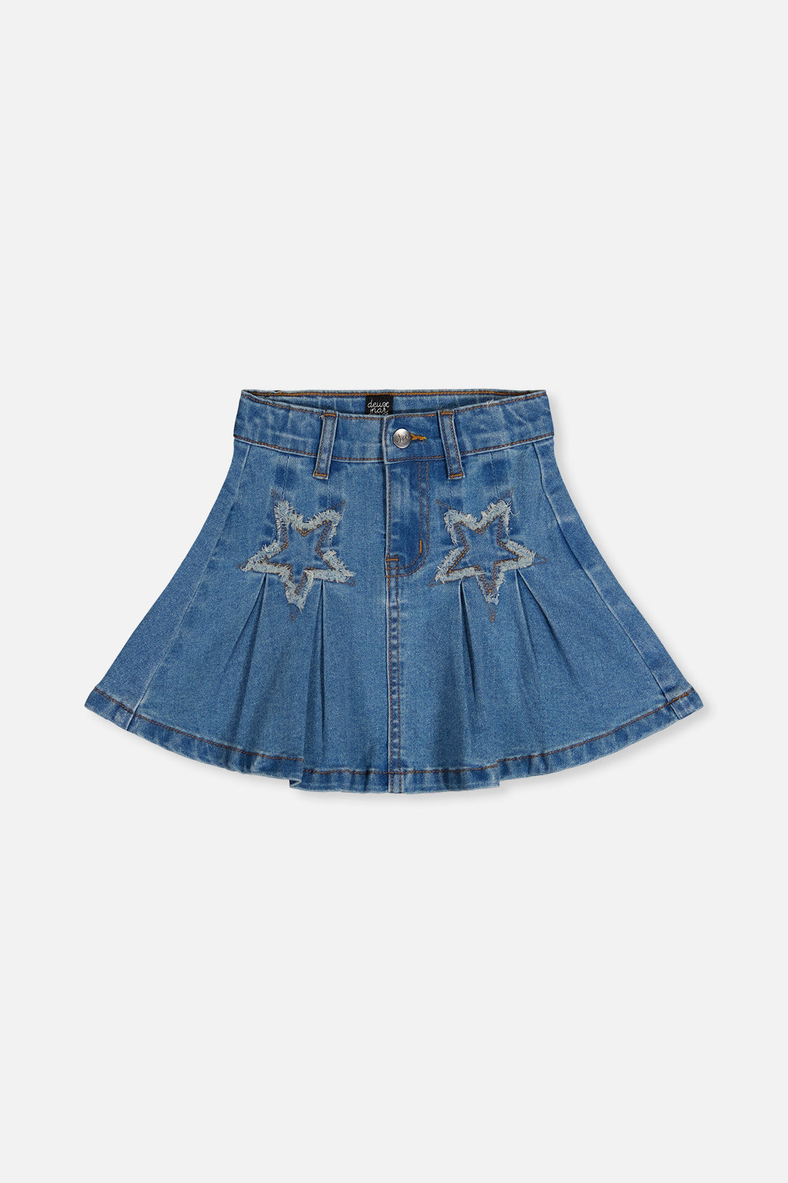 Pleated Denim Star Skirt
