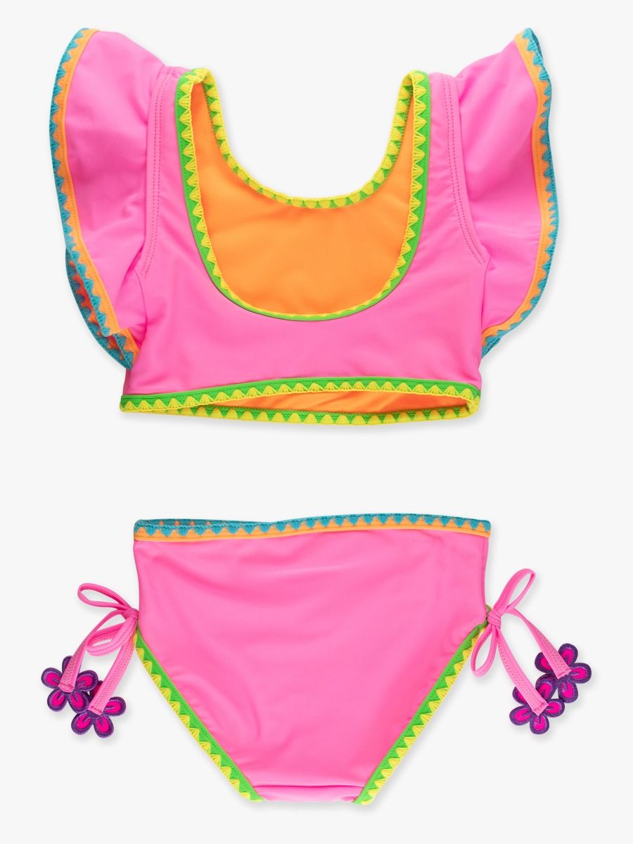 Neon Pink Crochet Butterfly Tankini