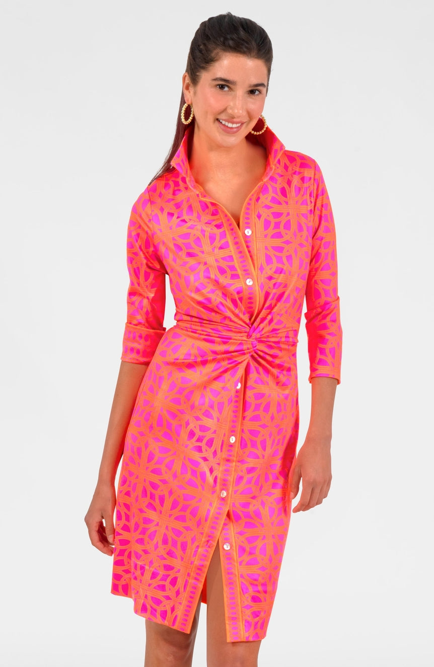 Shocking Pink Twist & Shout Dress - Ring Toss