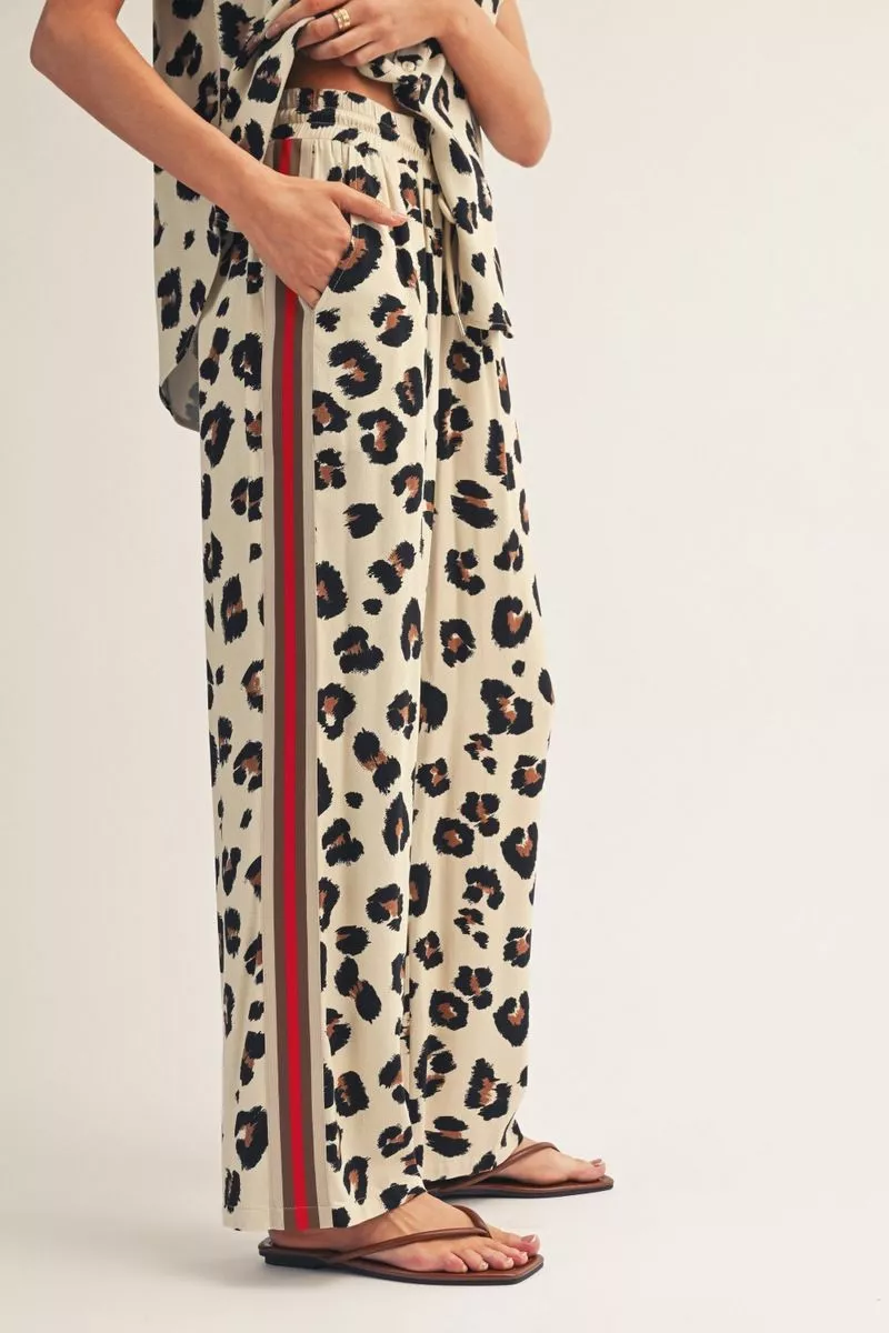 Cream/Red Leopard Pant
