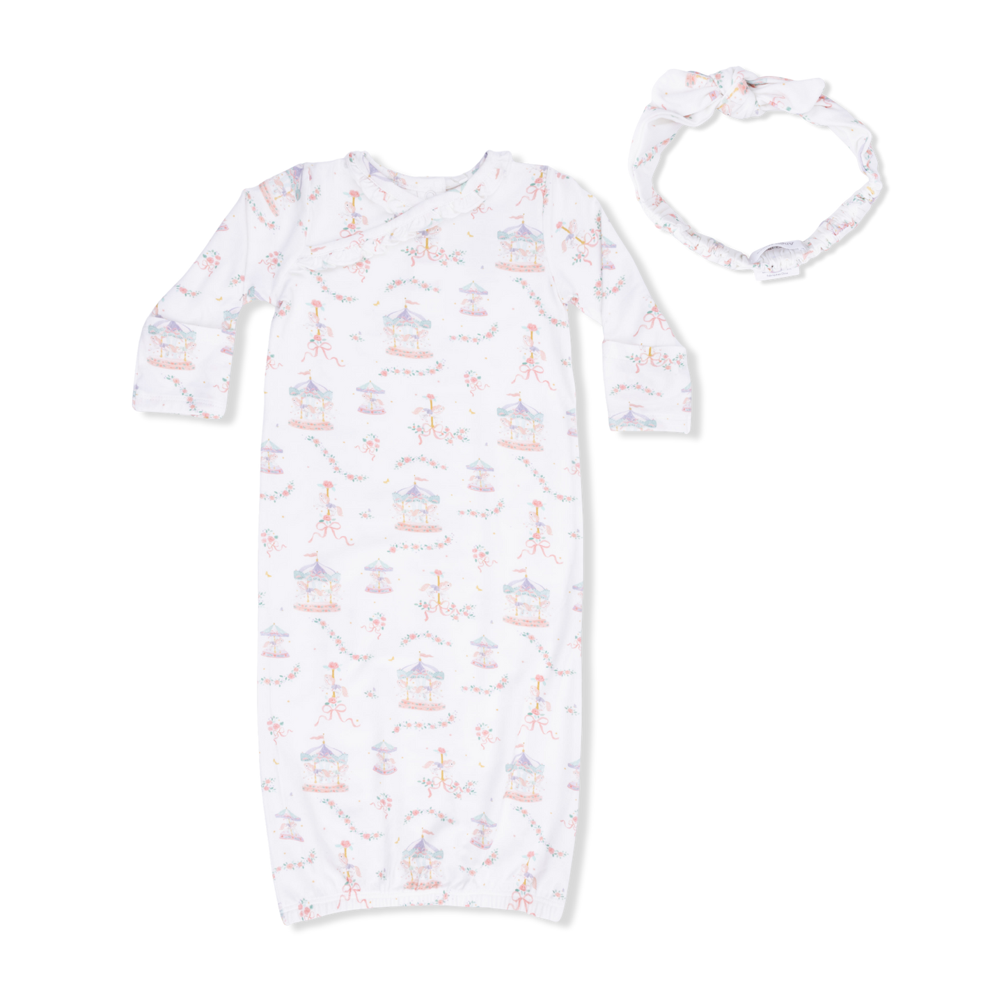 Carousel W/ Bows Gown & Headband