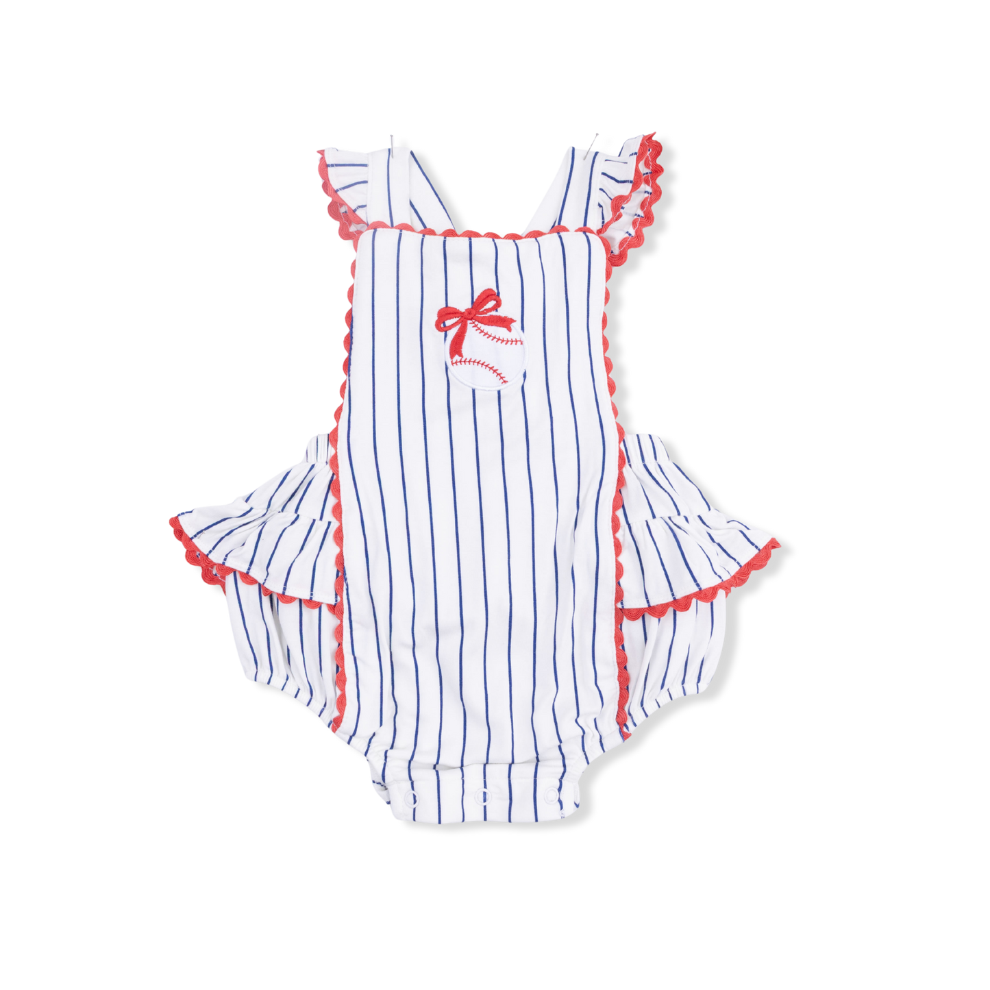 Baseball Stripe Ruffle Sunsuit