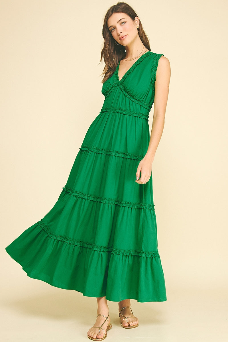 Kelly Green Tiered Maxi Dress