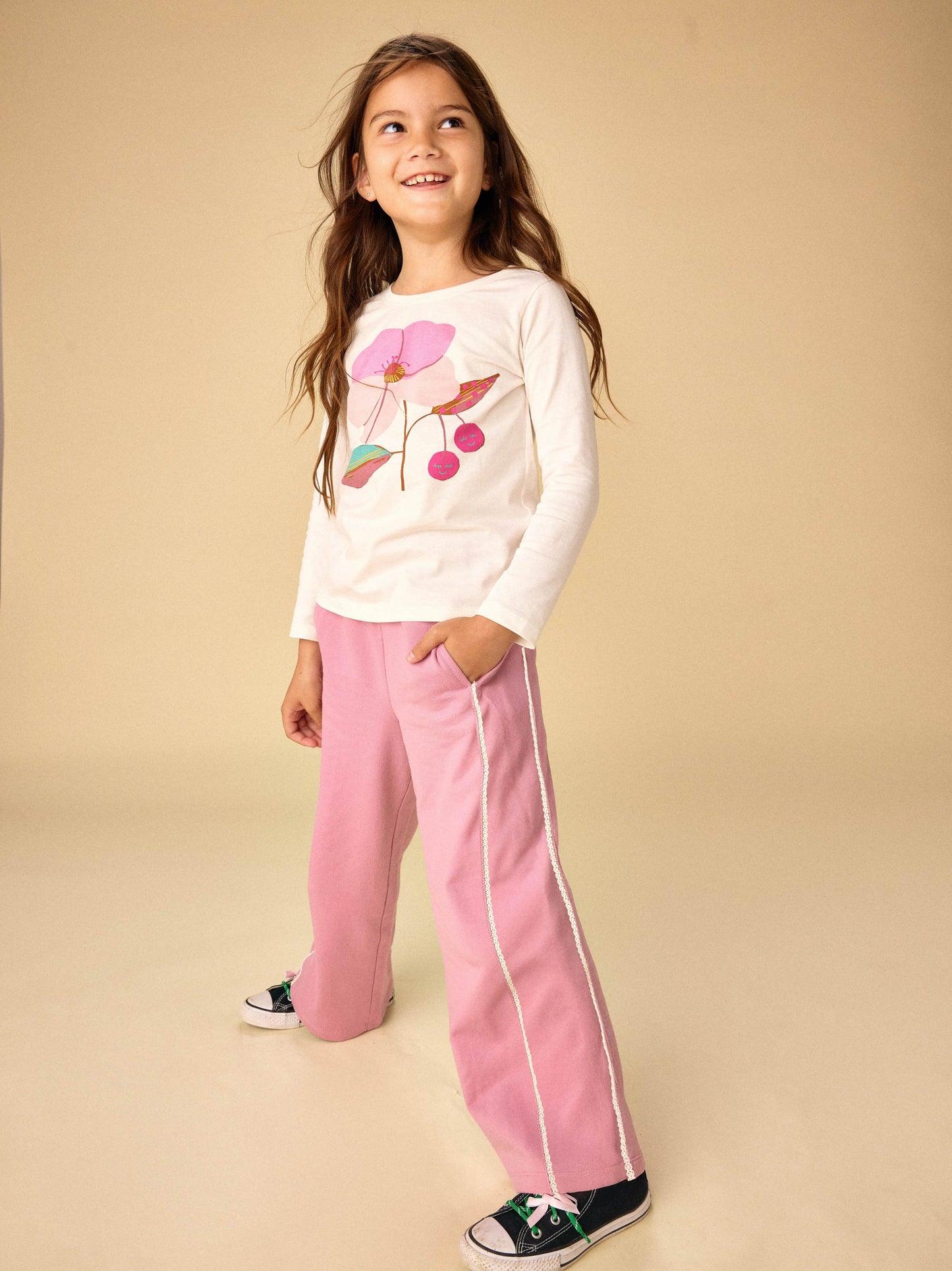 Hydrangea Lace Trim Track Pant
