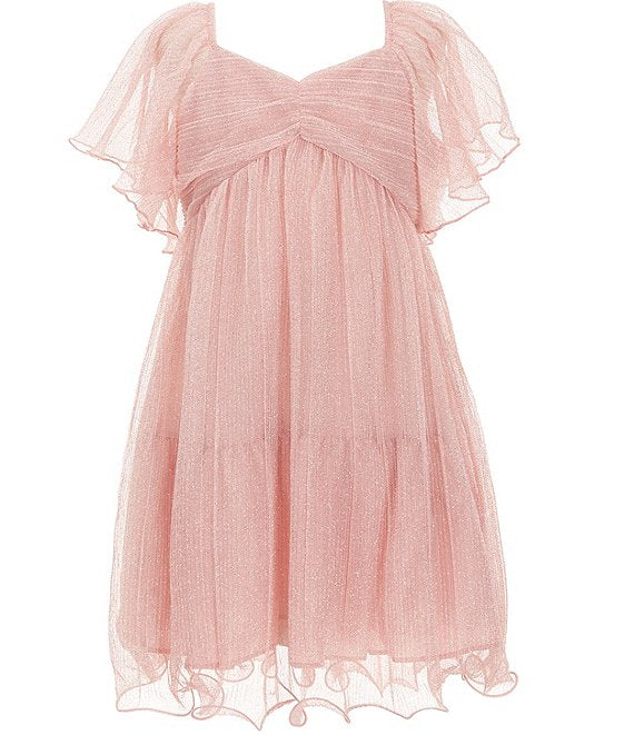 Pink Shimmer Angel Sleeve Dress