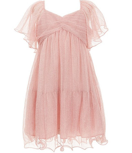 Pink Shimmer Angel Sleeve Dress