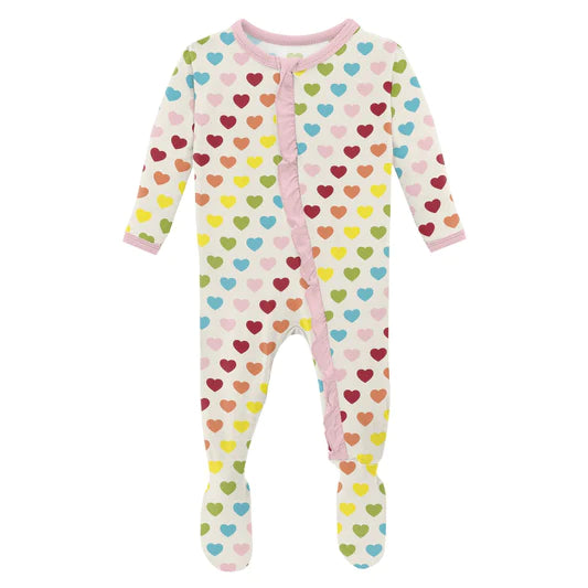 Rainbow Hearts Ruffle Footie