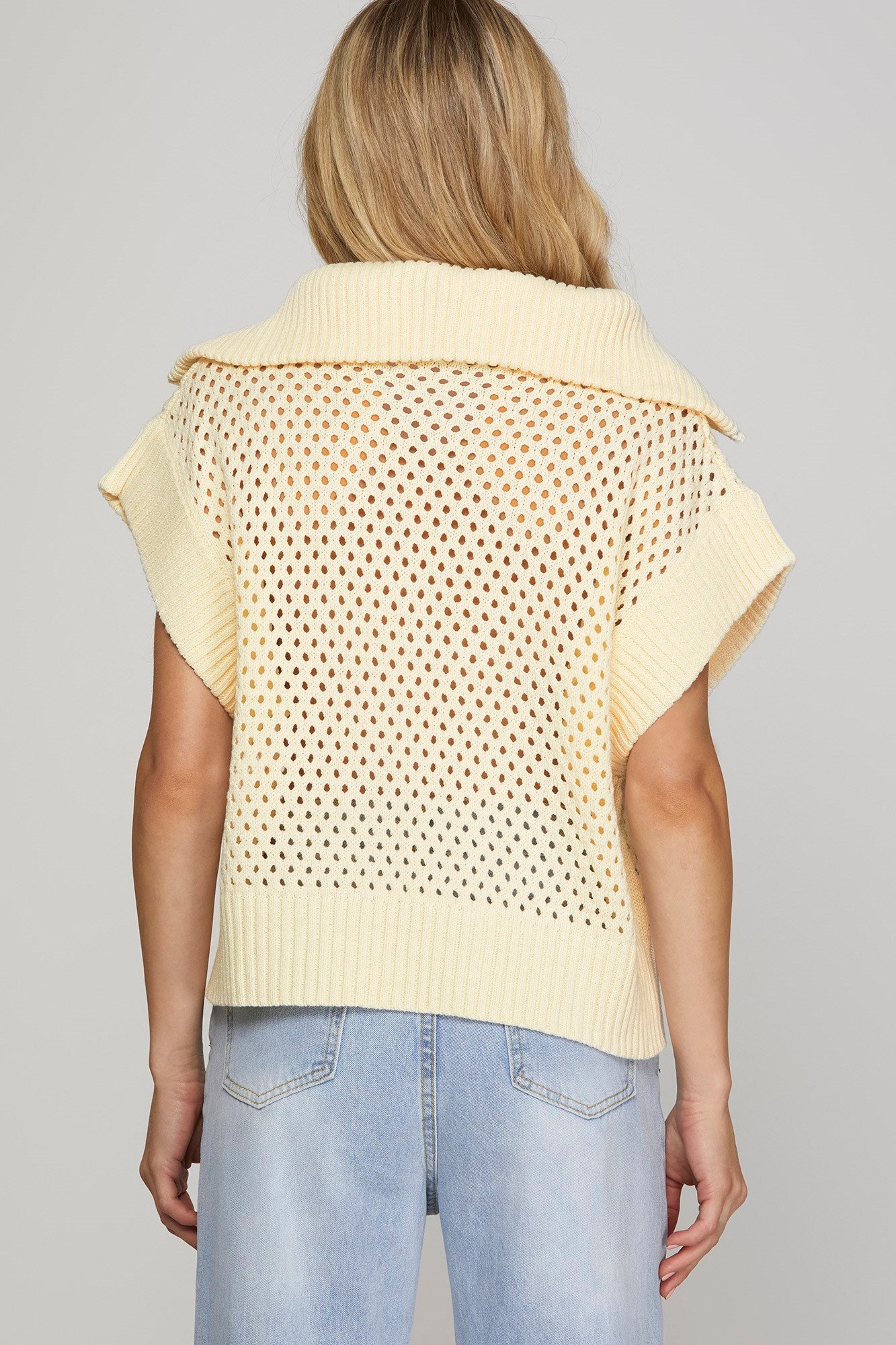 Cream Half Zip Sweater Top