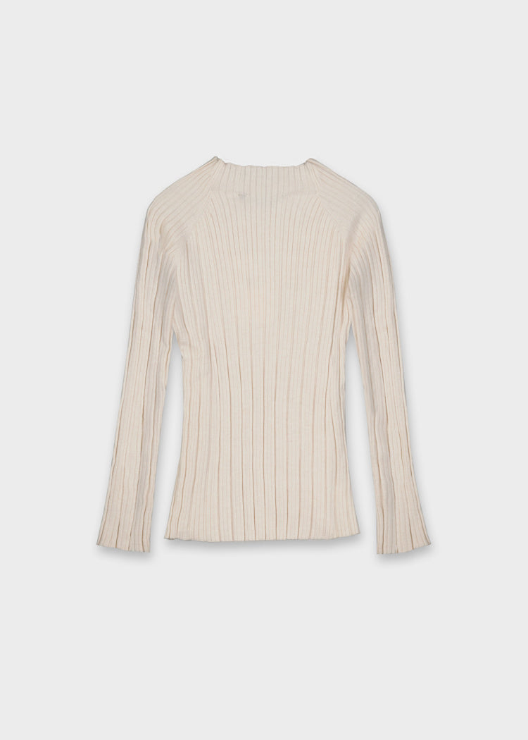Sand Ribbed Mock Neck