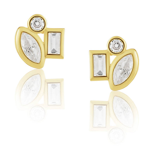 Gold Amber Studs