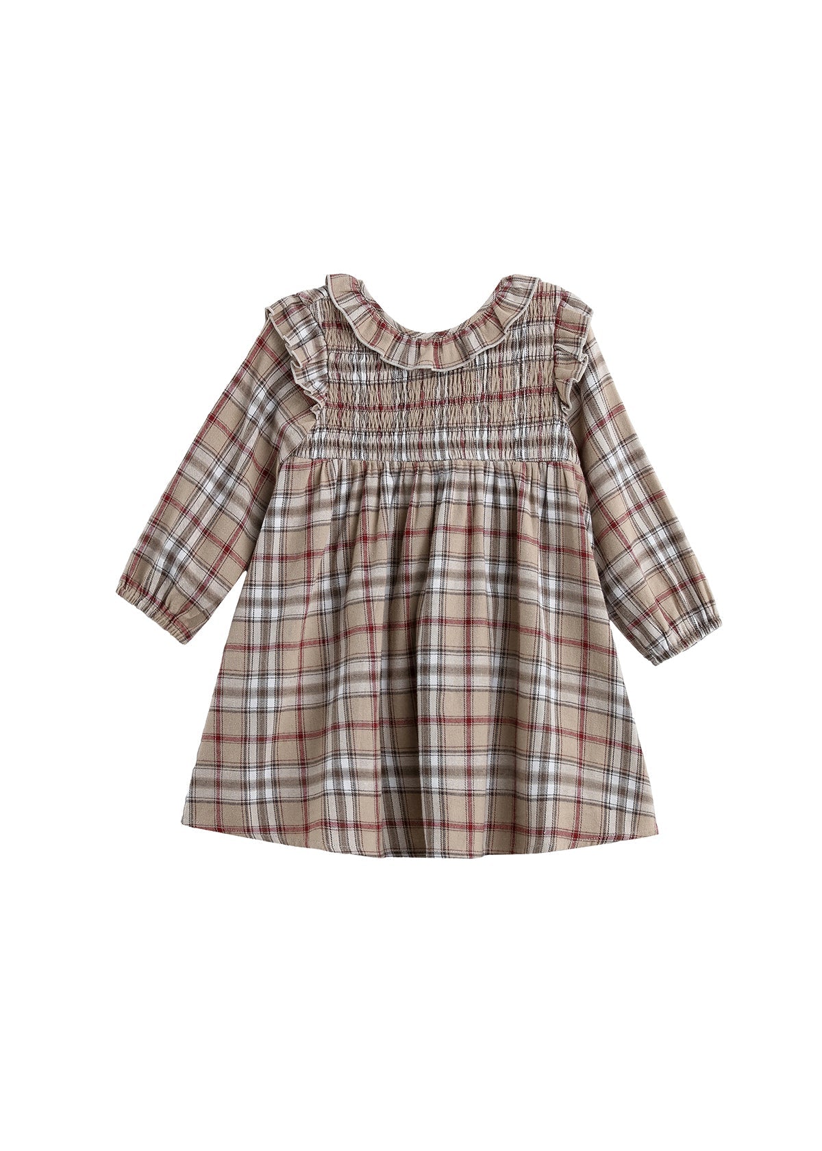 Chestnut Plaid Ruffle Smocked Dress