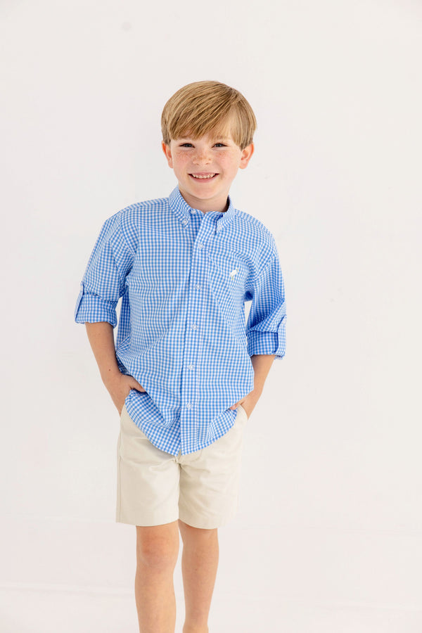 Sunrise Blvd Blue Mini Gingham Dean's List Dress Shirt