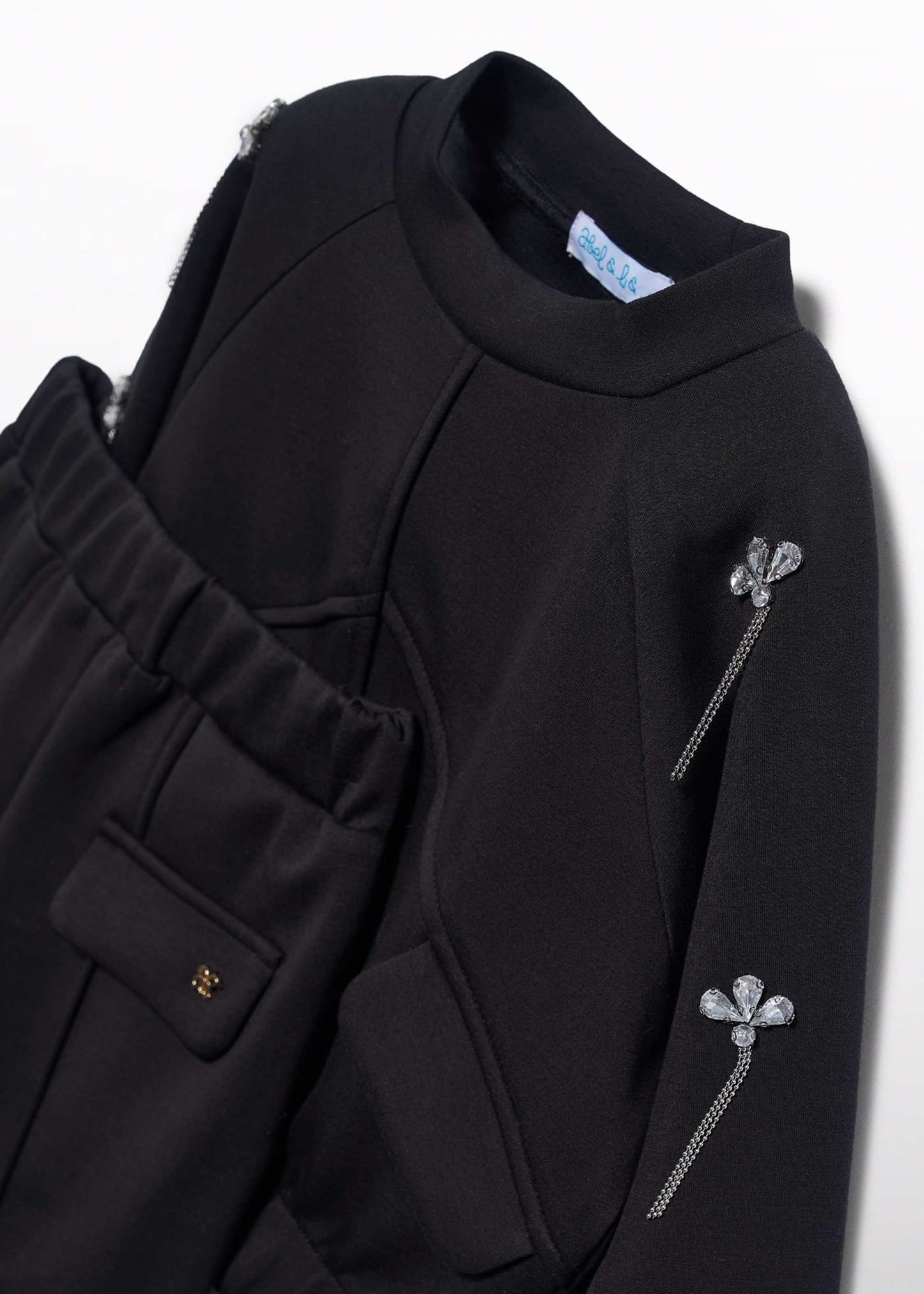 Black Knit Pant Set W/ Jewels