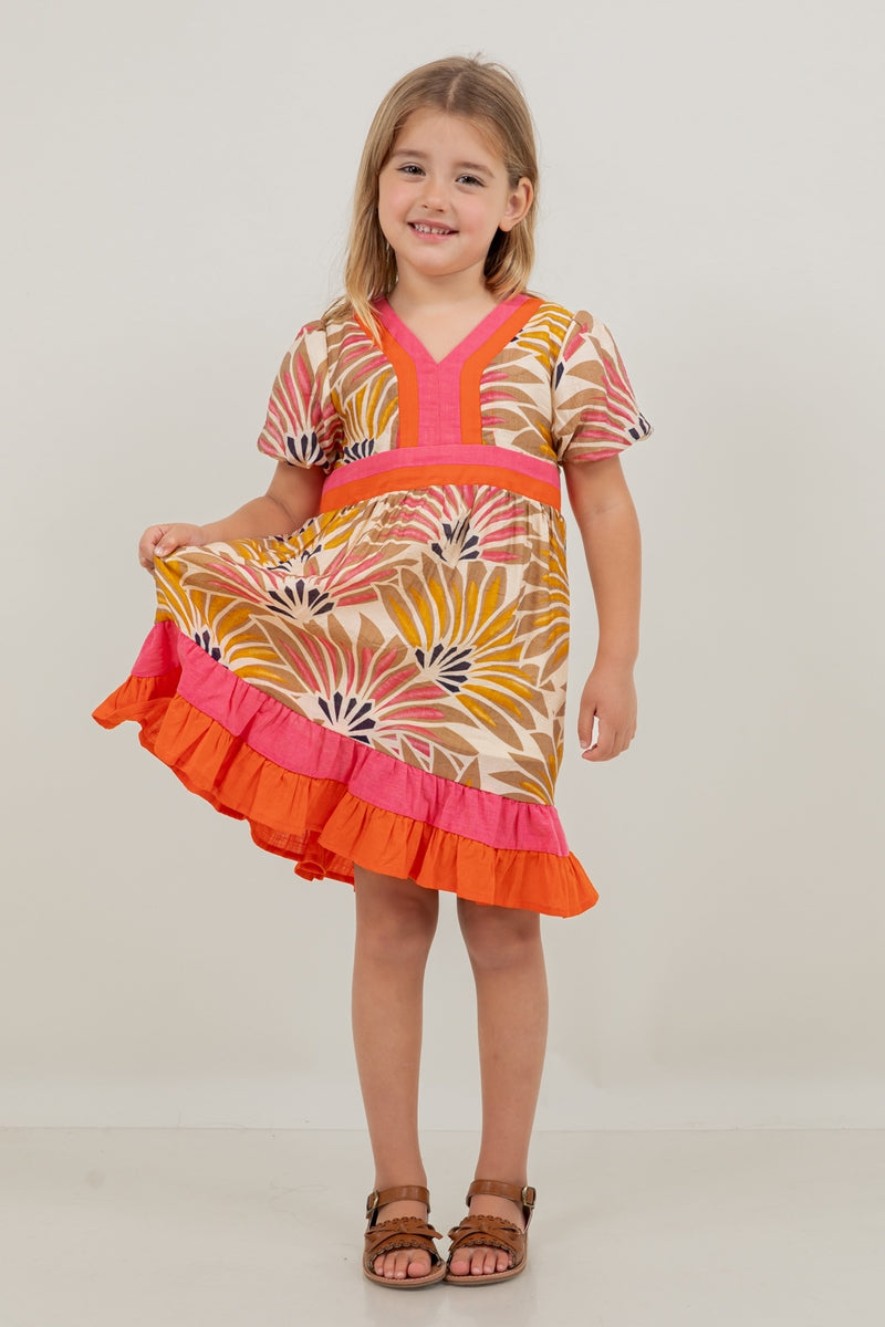 Palm Print Contrast Dress