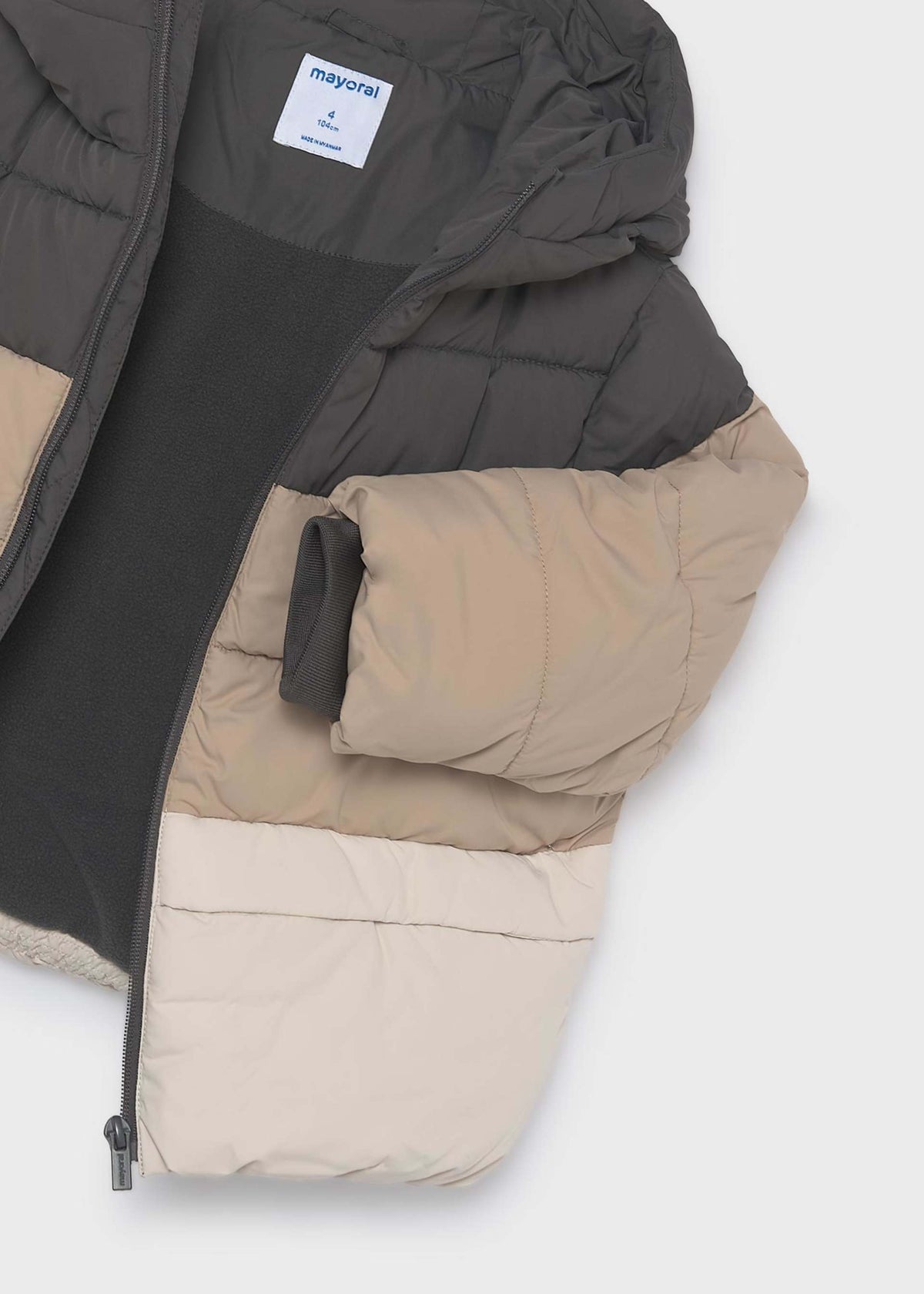 Slate Mixed Fabric Puffer Jacket