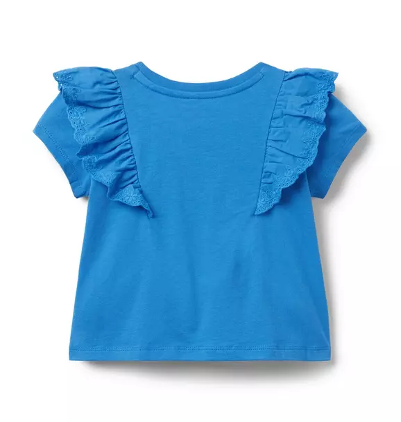 Beryl Blue Eyelet Ruffle Top