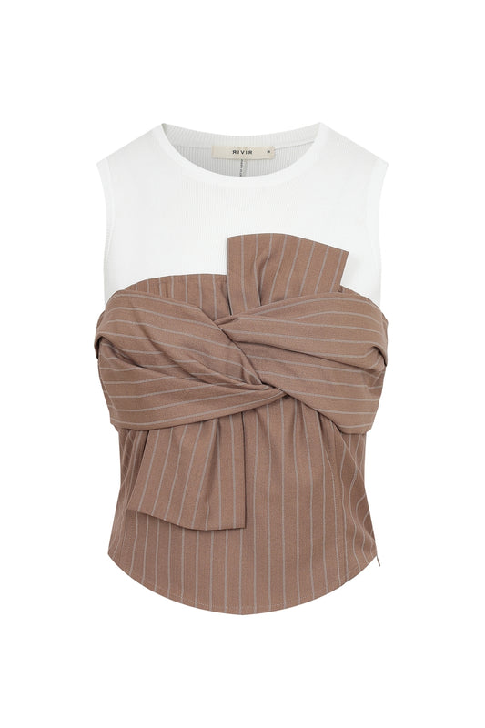 Striped Bow Twofer Top