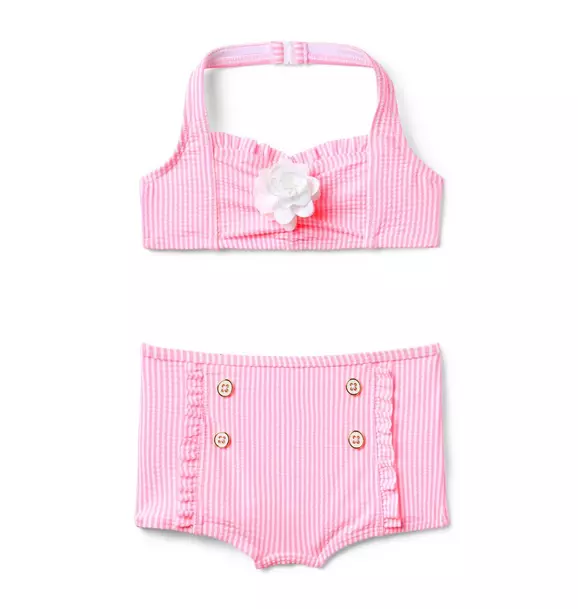 Neon Bubblegum Stripe Rosette Swimsuit