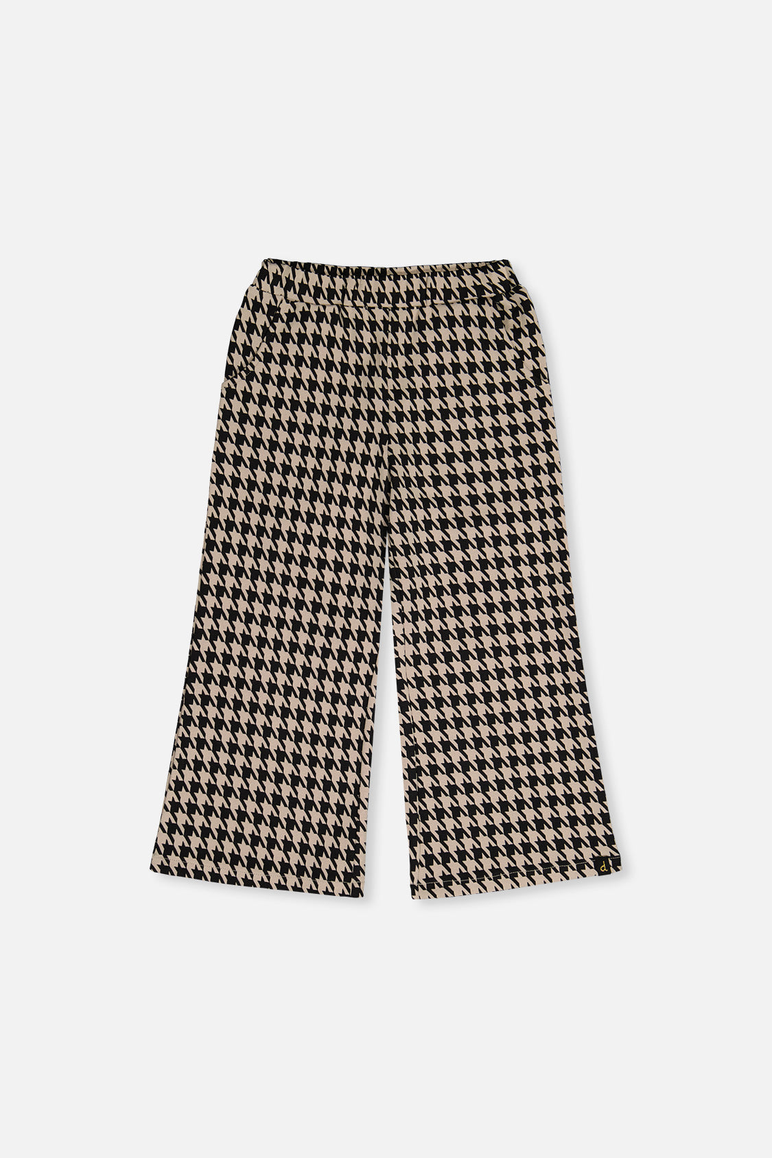 Beige Houndstooth Flare Pants