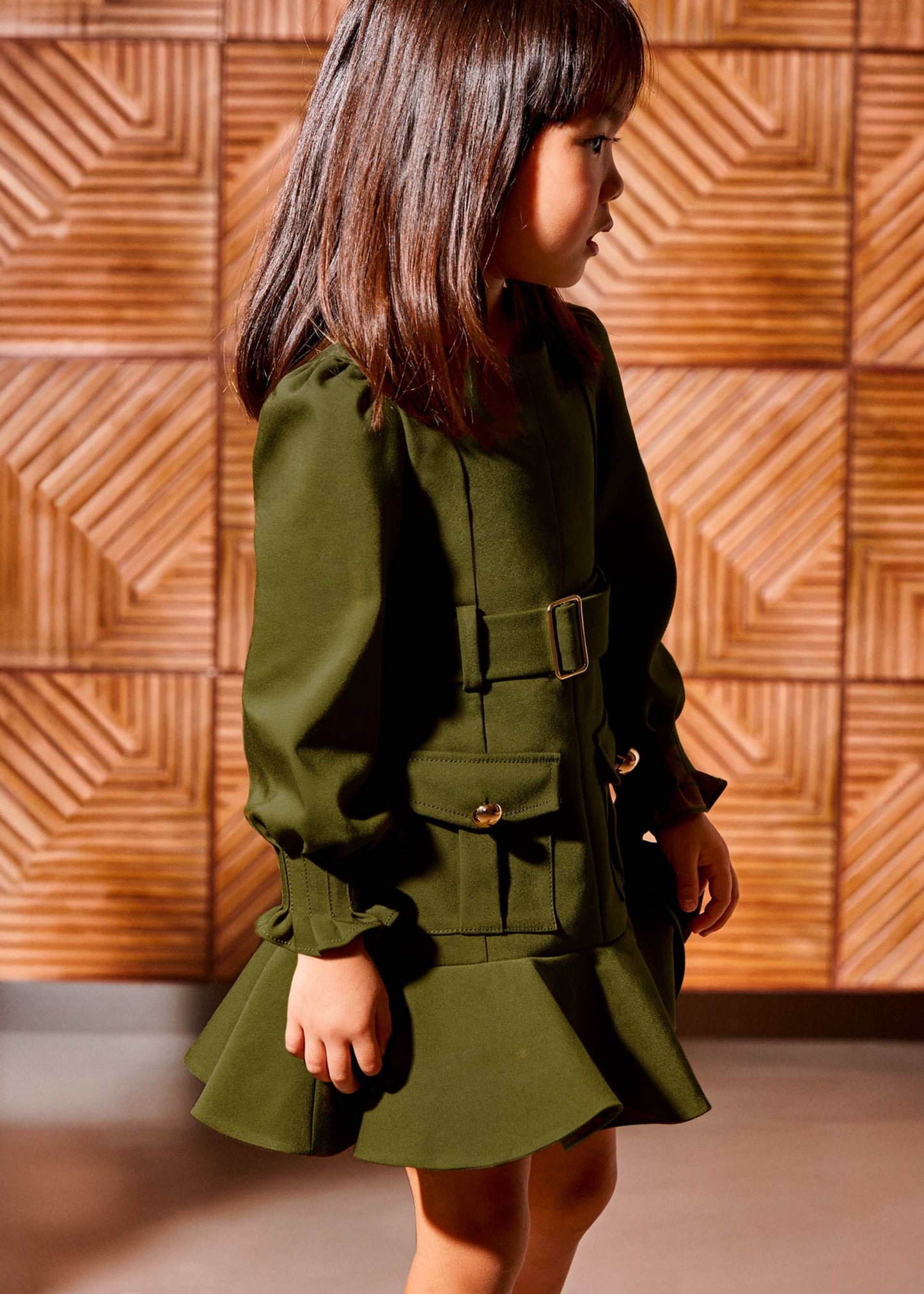 Olive Belted Dress W/ Pockets