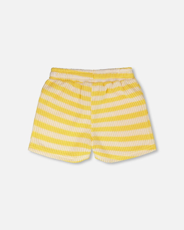 Yellow Striped Sweater Shorts
