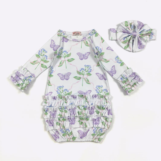 Violet Butterfly Baby Gown