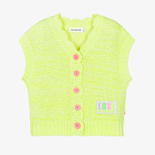 Neon Yellow Sleeveless Cardigan