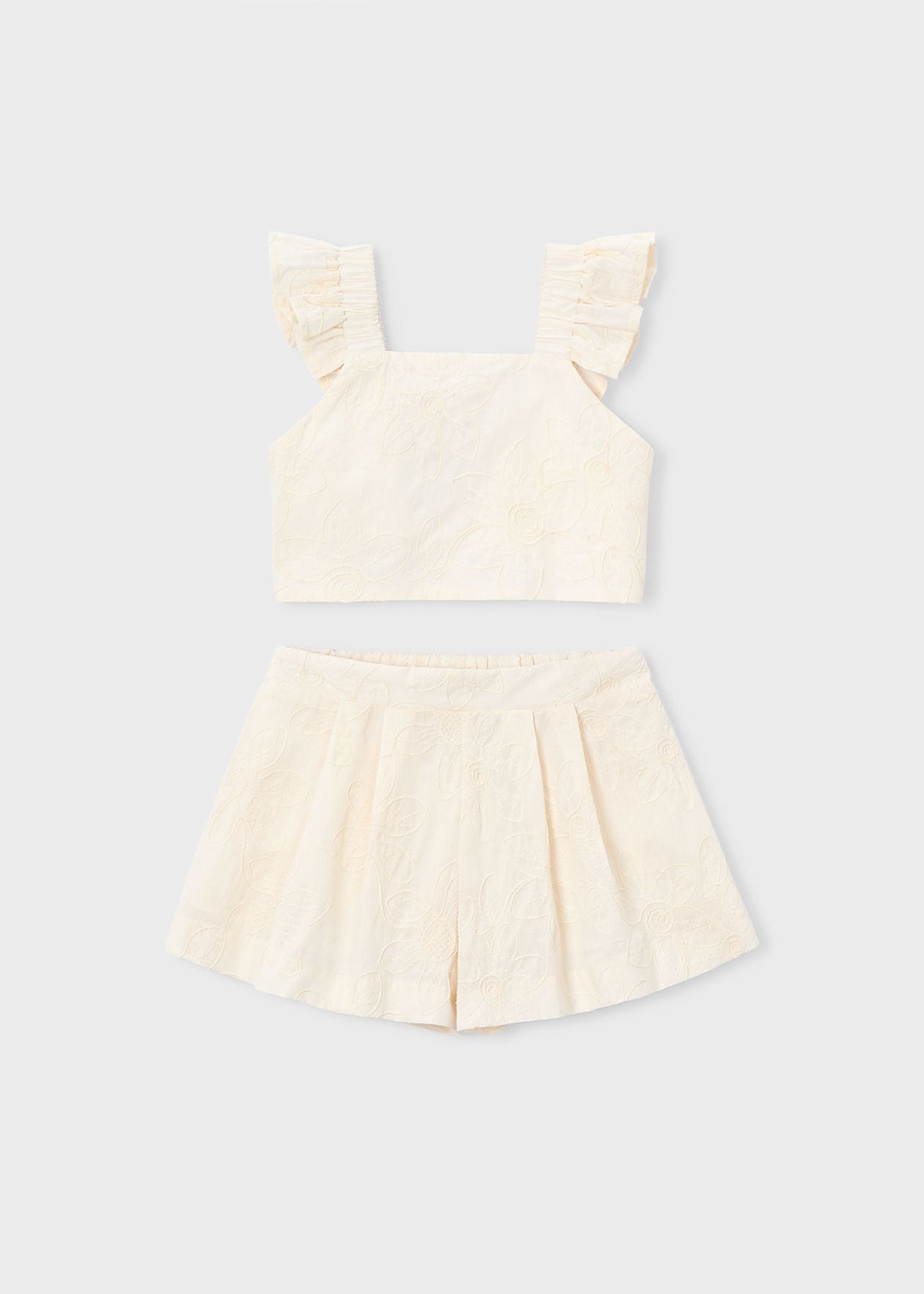 Natural Ruffle Top & Short Set