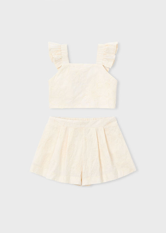 Natural Ruffle Top & Short Set