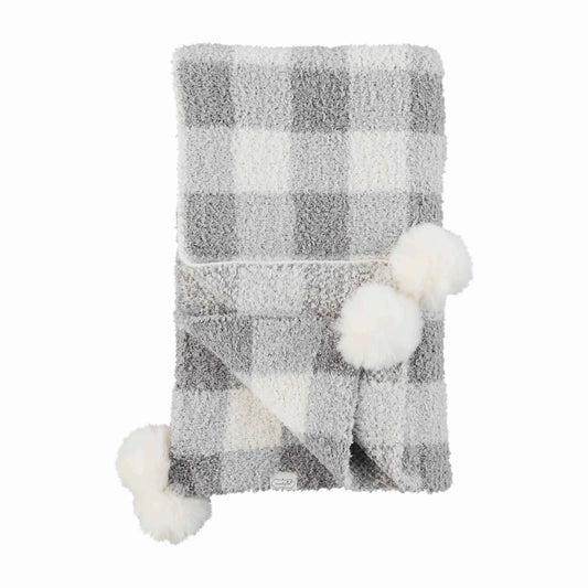 Grey Gingham Chenille Blanket