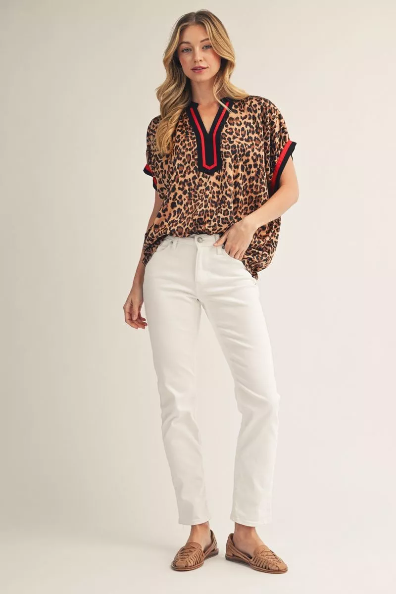 Leopard Contrast Top