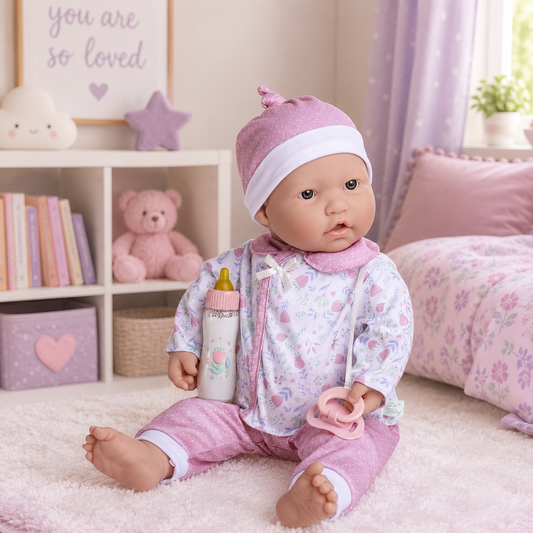 20"  White/Pink Floral Baby Doll