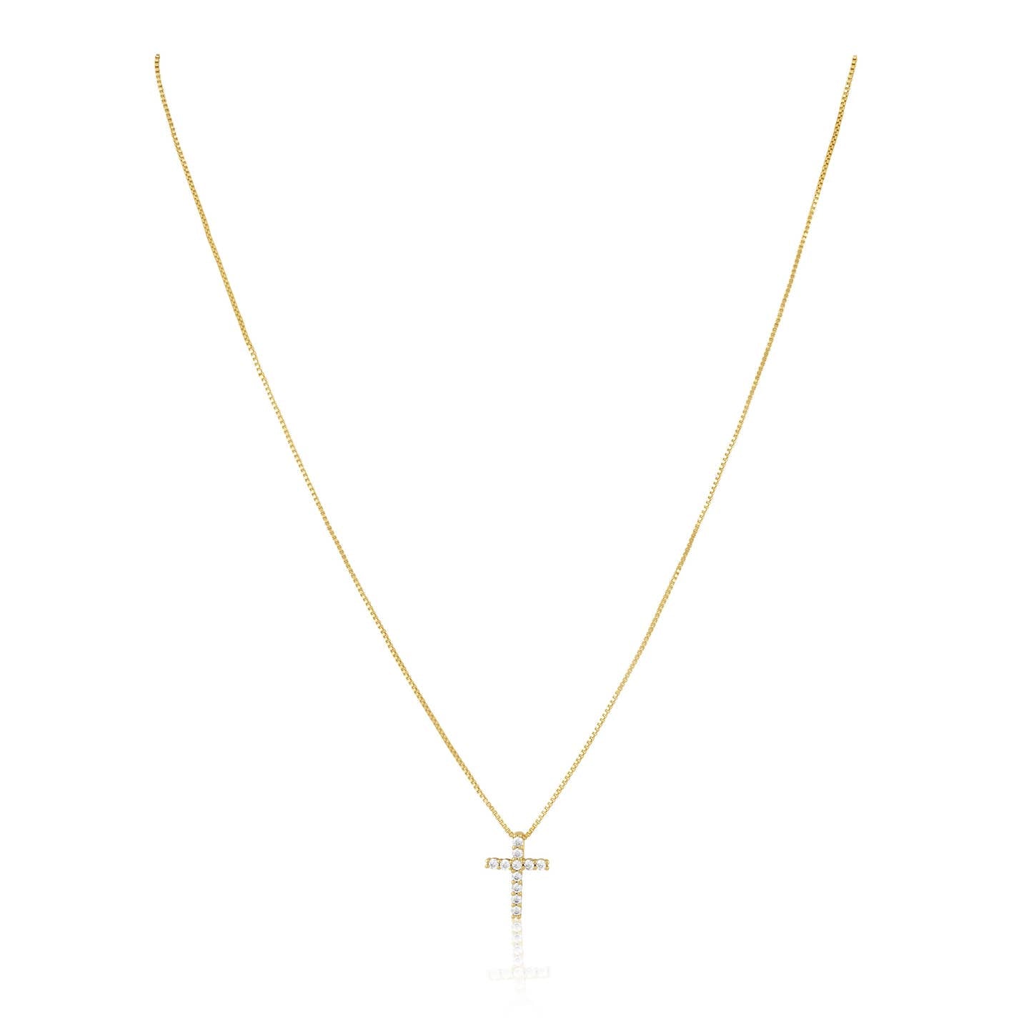 Gold Raya Cz Cross Necklace